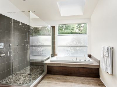 Walk-in Shower with Stone Flooring
