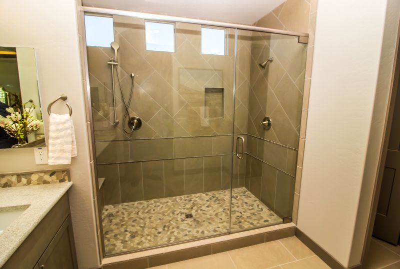 Corner Shower with Sliding Glass Doors